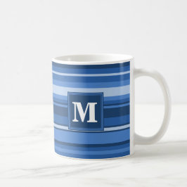 Monogramm blaue Streifen Tasse
