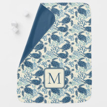 Monogramm Blaue und Cremeschildkröten