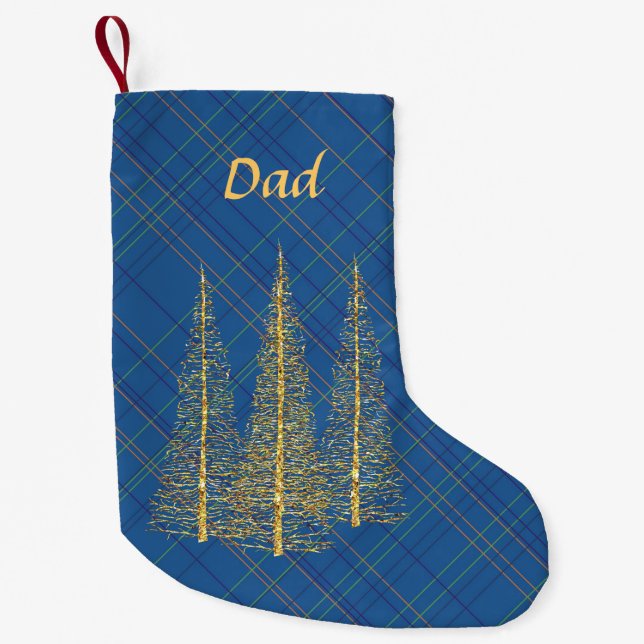 Monogramm-blauer karierter kleiner weihnachtsstrumpf (Vorderseite)