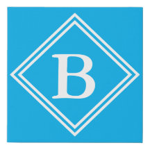 Monogramm Blauer weißer Rahmen, erste Imitat Leinw