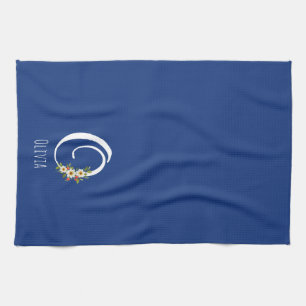 Monogramm blaues Küchentuch als Einzugsgeschenk