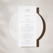 Monogramm Blaues Schleife Hochzeitsmenükarte