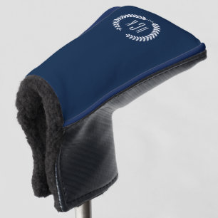 Monogramm Blautöne Lorbeerkranz Golf Headcover