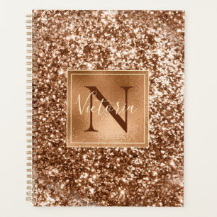 Monogramm-Blindname für Kupfer-Glitzer Planer