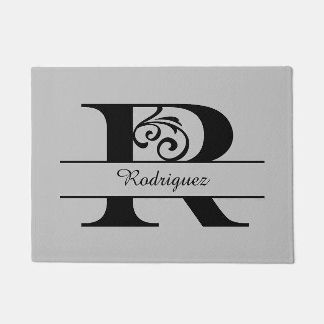 Monogramm Blüh Letter R mit Name Doormat Fußmatte (Vorderseite)