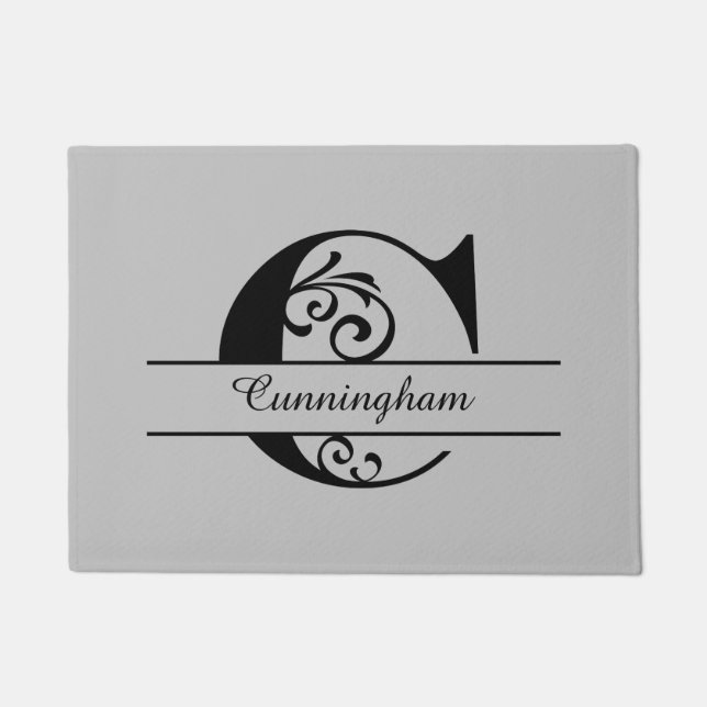 Monogramm Blühe Buchstaben C mit Name Doormat Fußmatte (Vorderseite)