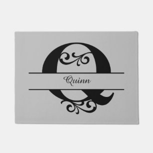 Monogramm Blühe Buchstaben Q mit Name Doormat Fußmatte
