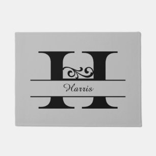 Monogramm Blühte Buchstaben H mit Name Doormat Fußmatte