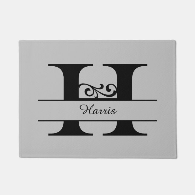 Monogramm Blühte Buchstaben H mit Name Doormat Fußmatte (Vorderseite)