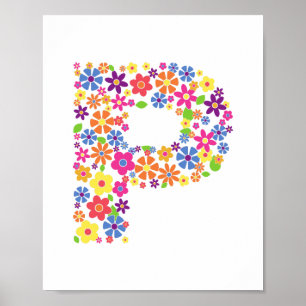 Monogramm-Blume Blumenbrief P Poster