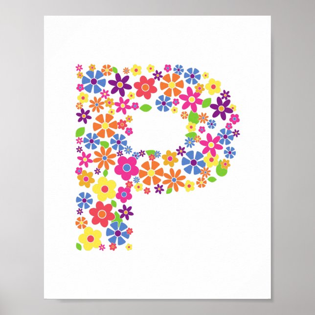Monogramm-Blume Blumenbrief P Poster (Vorne)