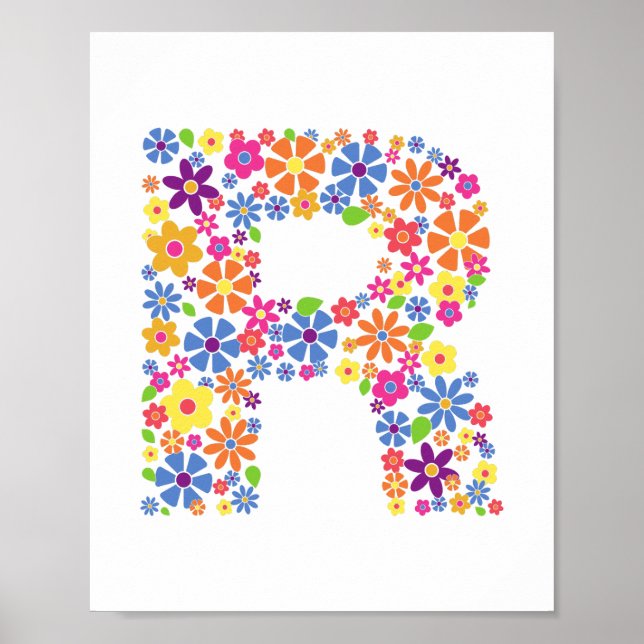 Monogramm-Blume Floral Letter R Poster (Vorne)