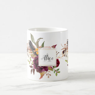 Monogramm Blume Marsala Kaffeetasse