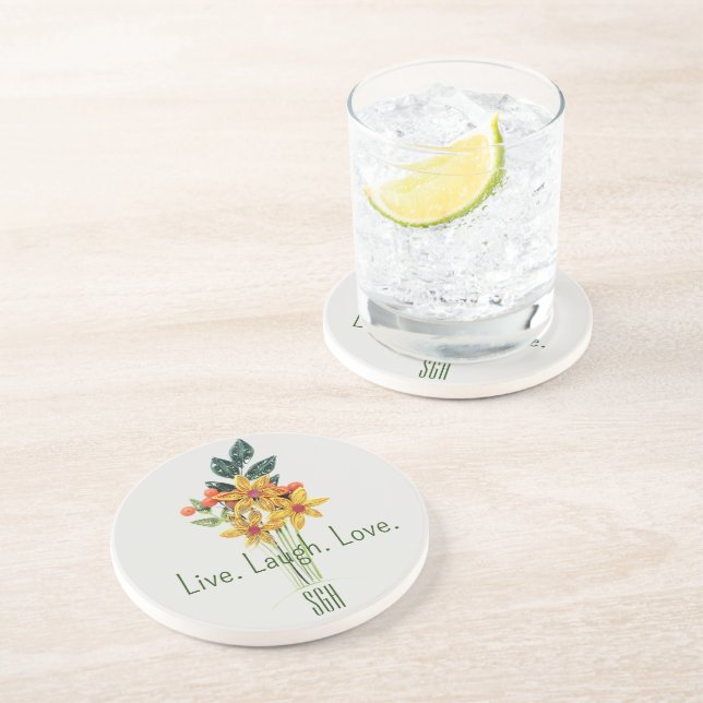 Monogramm, Blume, Papier, gequillt Getränkeuntersetzer (Seite)