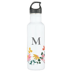 Monogramm-Blume Personalisiert Edelstahlflasche