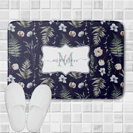 Monogramm Blume und Fern Blätter florale botanisch Badematte