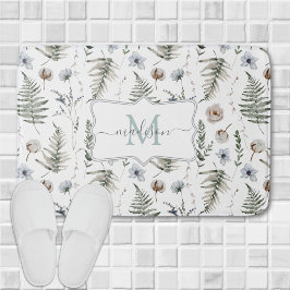 Monogramm Blume und Fern Blätter florale botanisch Badematte