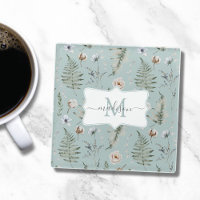 Monogramm Blume und Fern Blätter florale botanisch