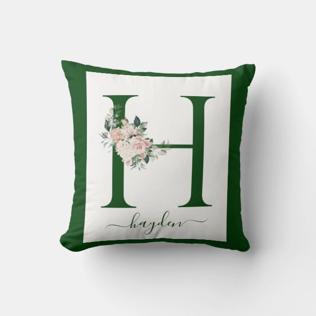 Monogramm Blumen Buchstabe H Kissen (Vorderseite)