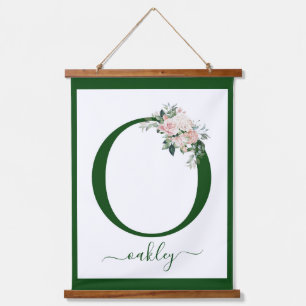 Monogramm-Blumen- Buchstabe O Wandteppich Mit Holzrahmen