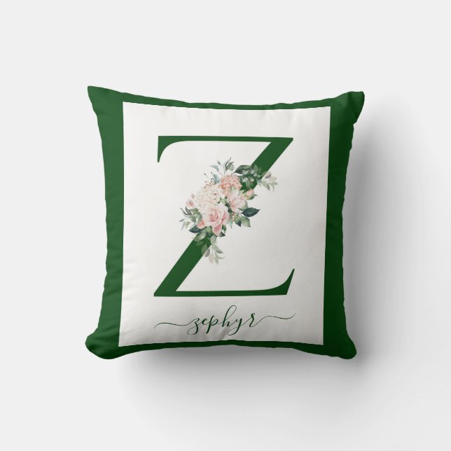 Monogramm Blumen Buchstabe Z Kissen (Vorderseite)