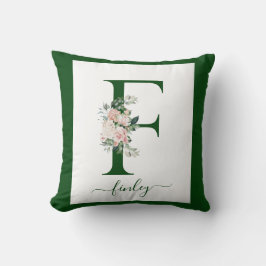 Monogramm-Blumen-Initiale F Kissen