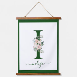 Monogramm-Blumen-Initiale I Wandteppich Mit Holzrahmen