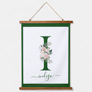 Monogramm-Blumen-Initiale I Wandteppich Mit Holzrahmen