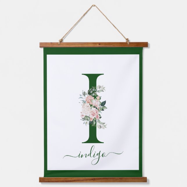 Monogramm-Blumen-Initiale I Wandteppich Mit Holzrahmen (Vorderseite)