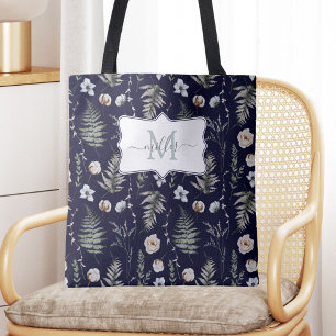 Monogramm-Blumen und Farnblätter Florale Botanik