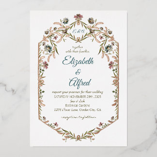 Monogramm Blumenfolie Weinrebe Hochzeit Folien Feiertagskarte