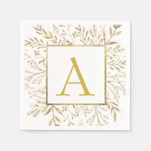 Monogramm-Blumenhochzeits-elegantes modernes Serviette
