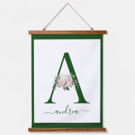 Monogramm Blumeninitiale A Wandteppich Mit Holzrahmen