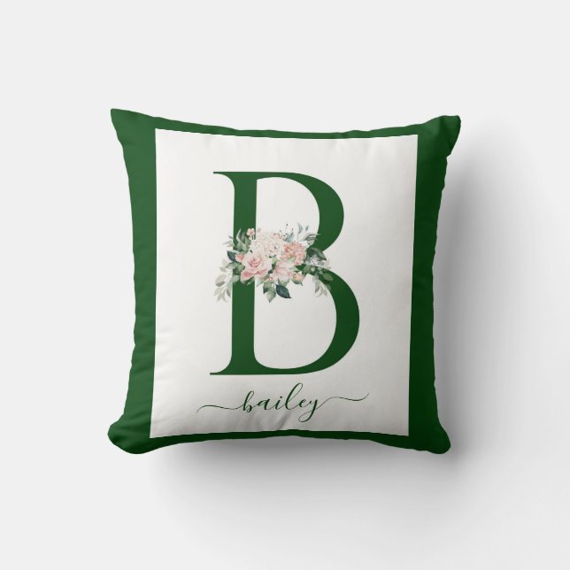 Monogramm Blumeninitiale B Kissen (Vorderseite)