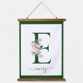 Monogramm Blumeninitiale C Wandteppich Mit Holzrahmen