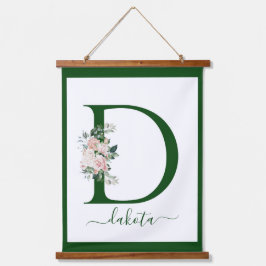 Monogramm Blumeninitiale D Wandteppich Mit Holzrahmen