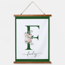 Monogramm Blumeninitiale F Wandteppich Mit Holzrahmen