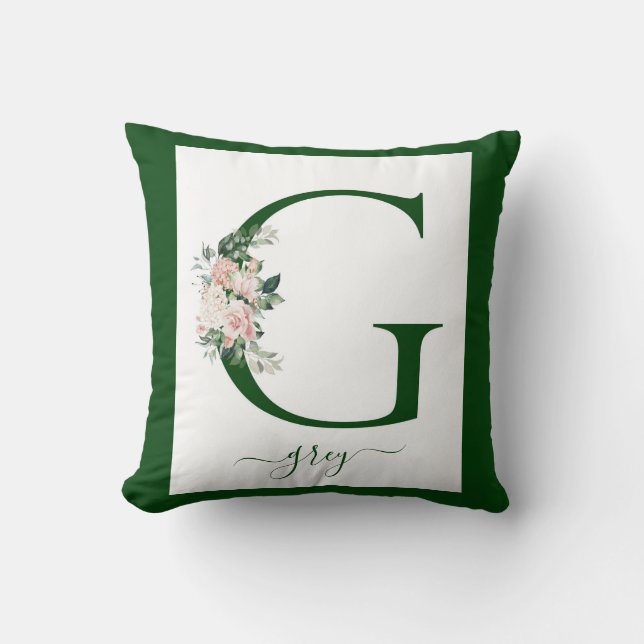 Monogramm Blumeninitiale G Kissen (Vorderseite)
