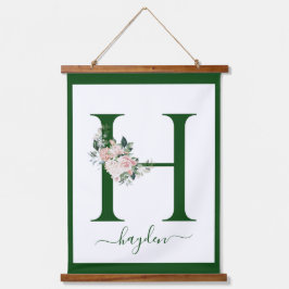 Monogramm Blumeninitiale H Wandteppich Mit Holzrahmen