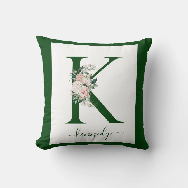 Monogramm Blumeninitiale K Kissen (Vorderseite)