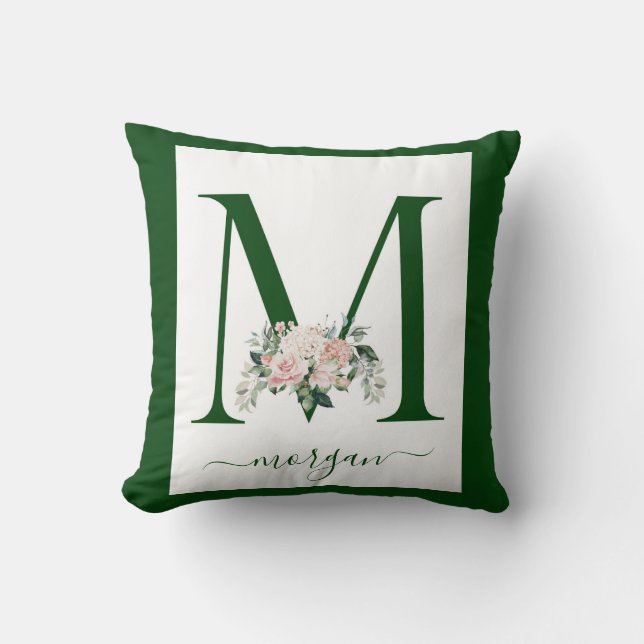 Monogramm Blumeninitiale M Kissen (Vorderseite)