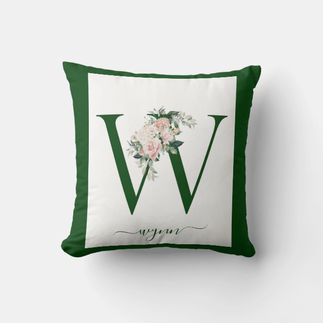 Monogramm Blumeninitiale W Kissen (Vorderseite)