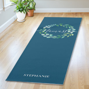 Monogramm-Blumenkranz Marineblau Yogamatte