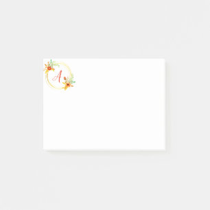 Monogramm-Blumenkranz Post-it Klebezettel