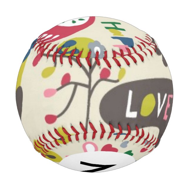 Monogramm Blumenmuster 11 Baseball (Rückseite)