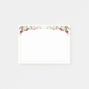 Monogramm Blumenmuster Lila Rosa Süße Erbse Vintag Post-it Klebezettel