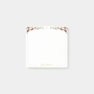 Monogramm Blumenmuster Lila Rosa Süße Erbse Vintag Post-it Klebezettel