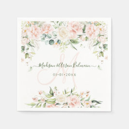 Monogramm Blush Creme Rose Eukalyptus Jedes Ereign Serviette