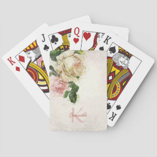 Monogramm Blush Pink Rose für elegante Namen Spielkarten