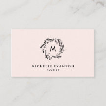 Monogramm Blush Pink und Schwarzer Blütendraht